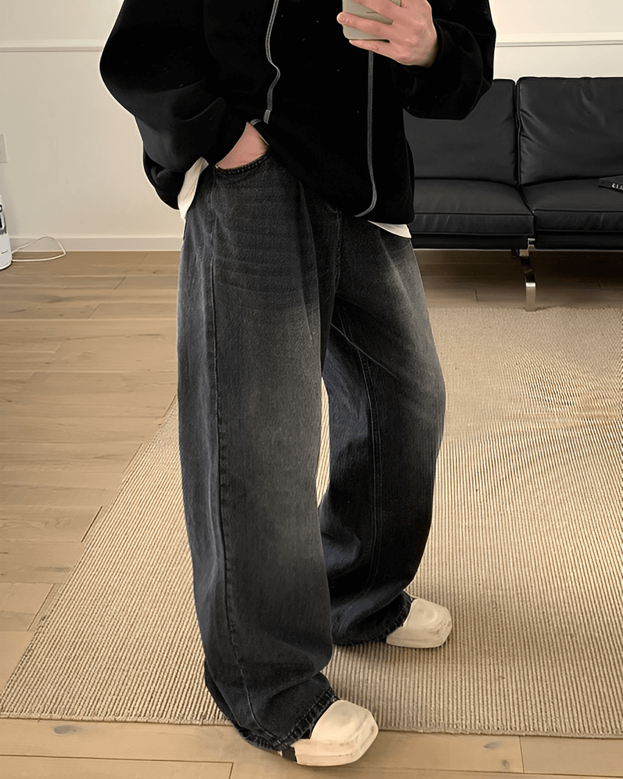 Straight wide loose denim pants