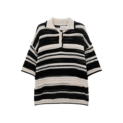 Color knit polo shirt