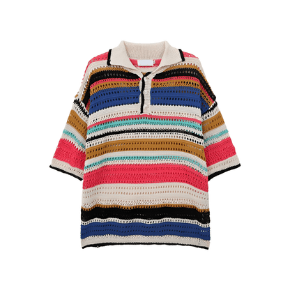 Color knit polo shirt