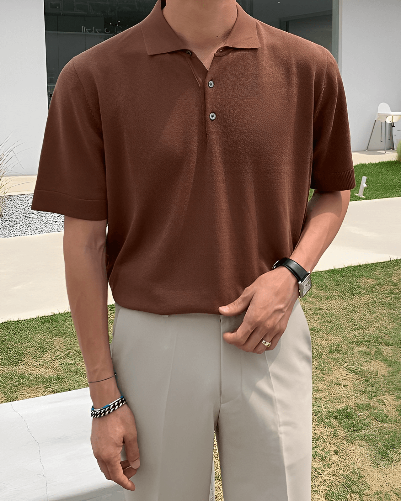 Summer knit polo shirt