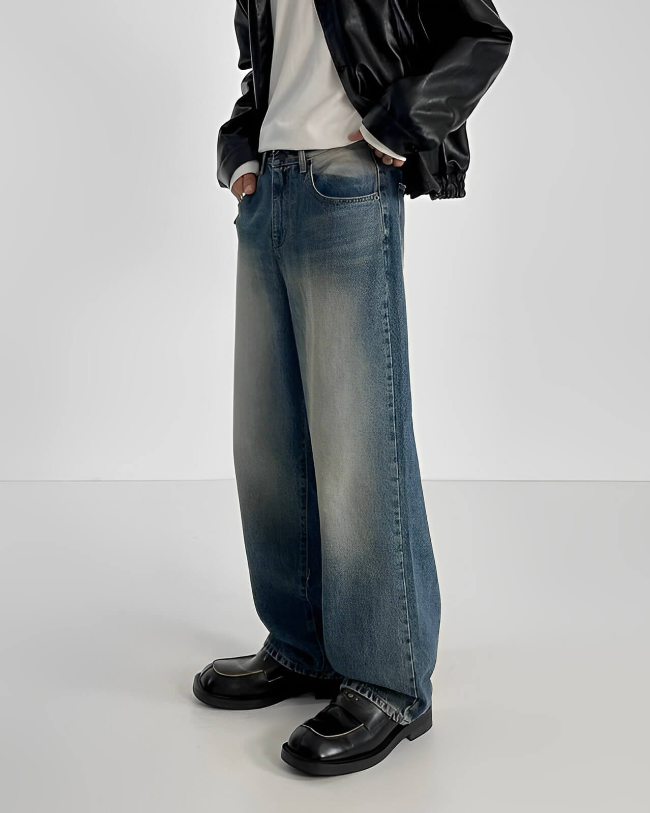 Loose wide denim pants