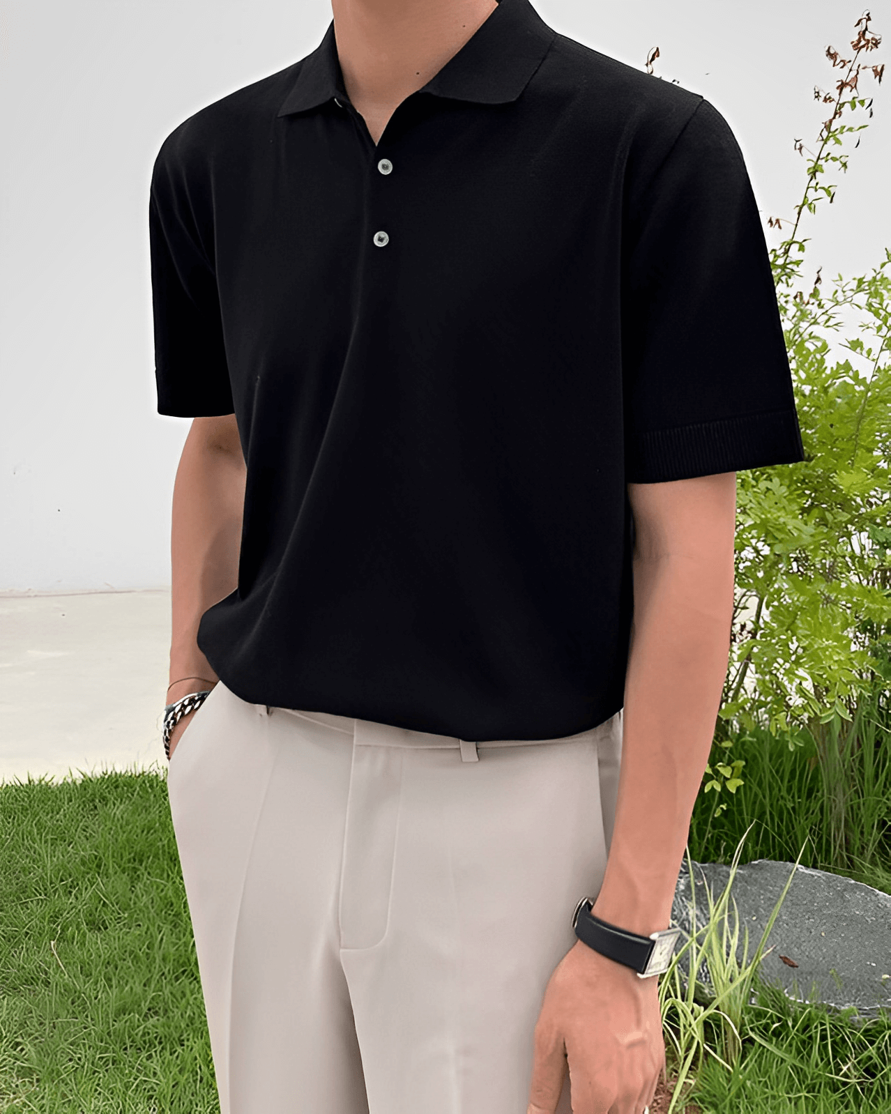 Summer knit polo shirt