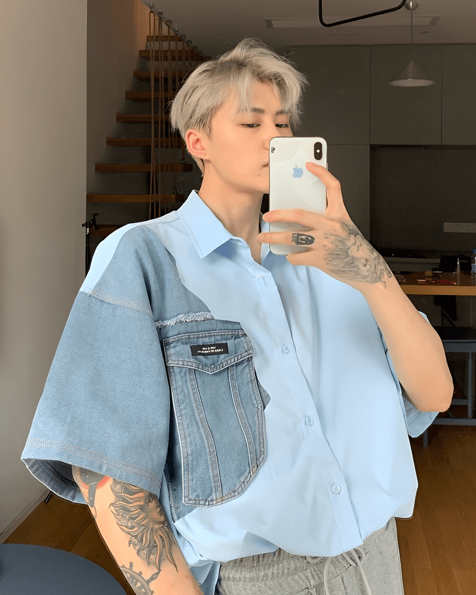 Denim Design Short Sleeve Shirt