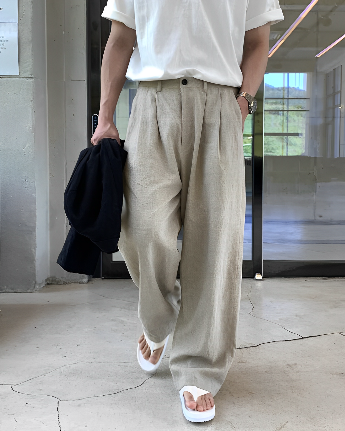 Straight beige slacks