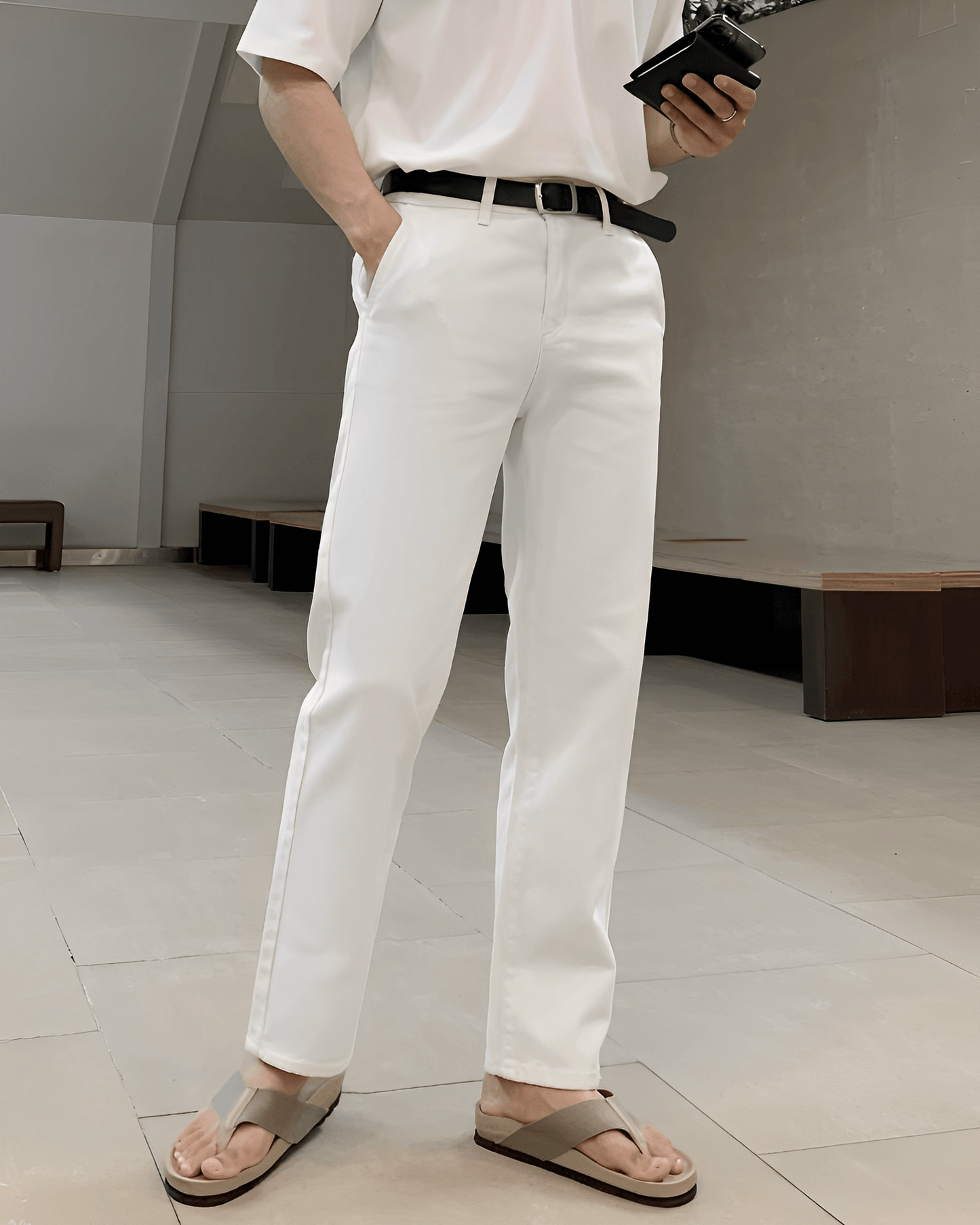 High waist straight pants