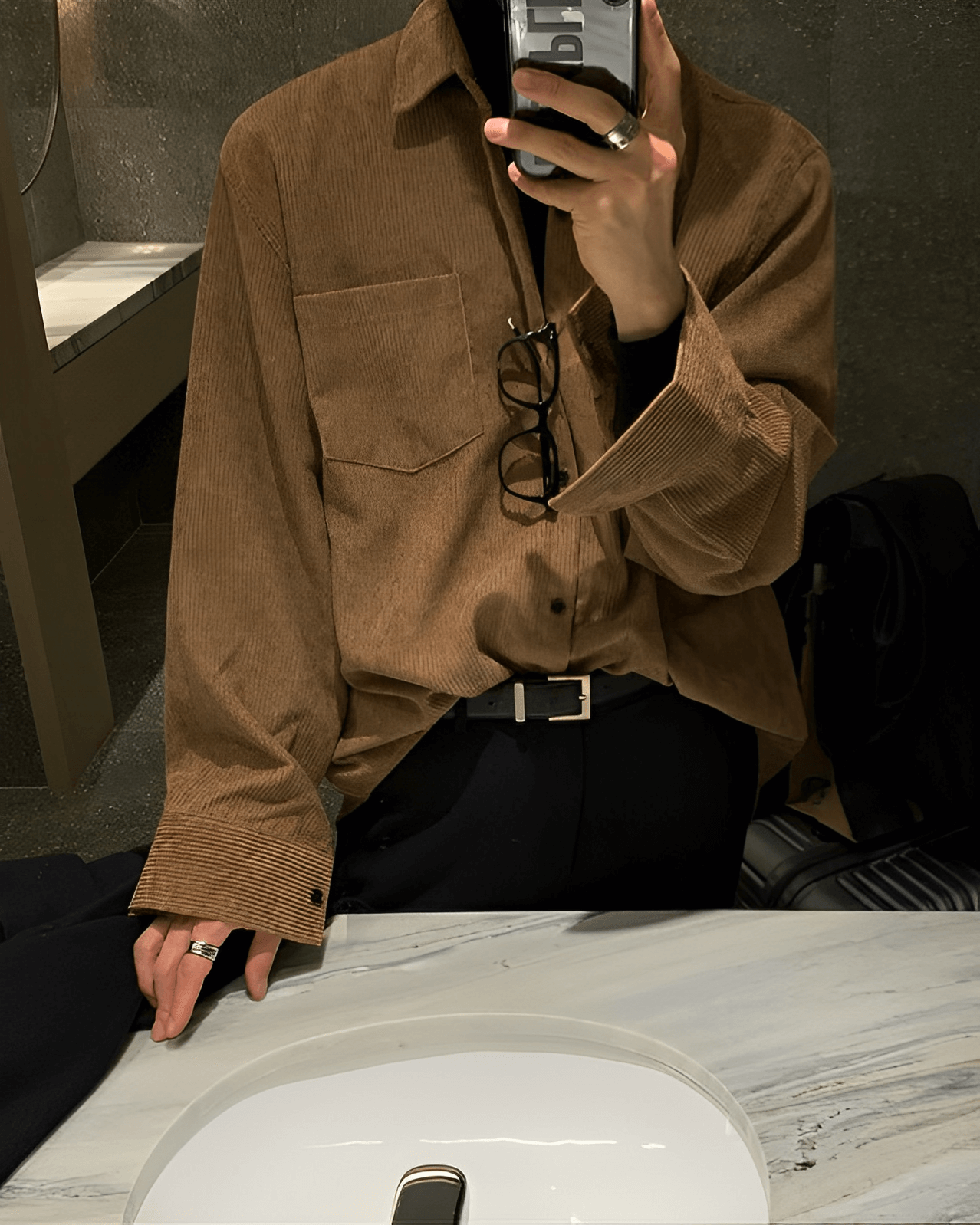 corduroy casual long-sleeved shirt