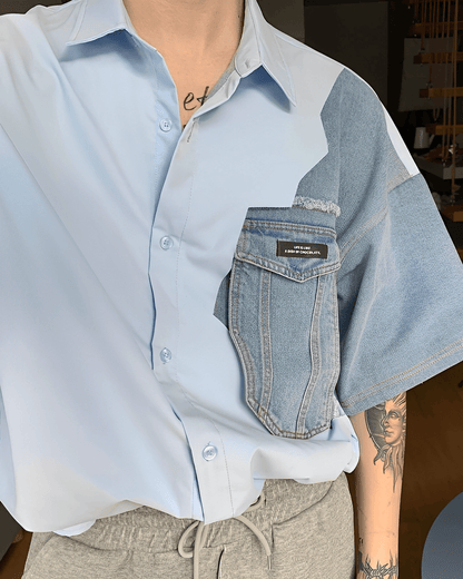 Denim Design Short Sleeve Shirt