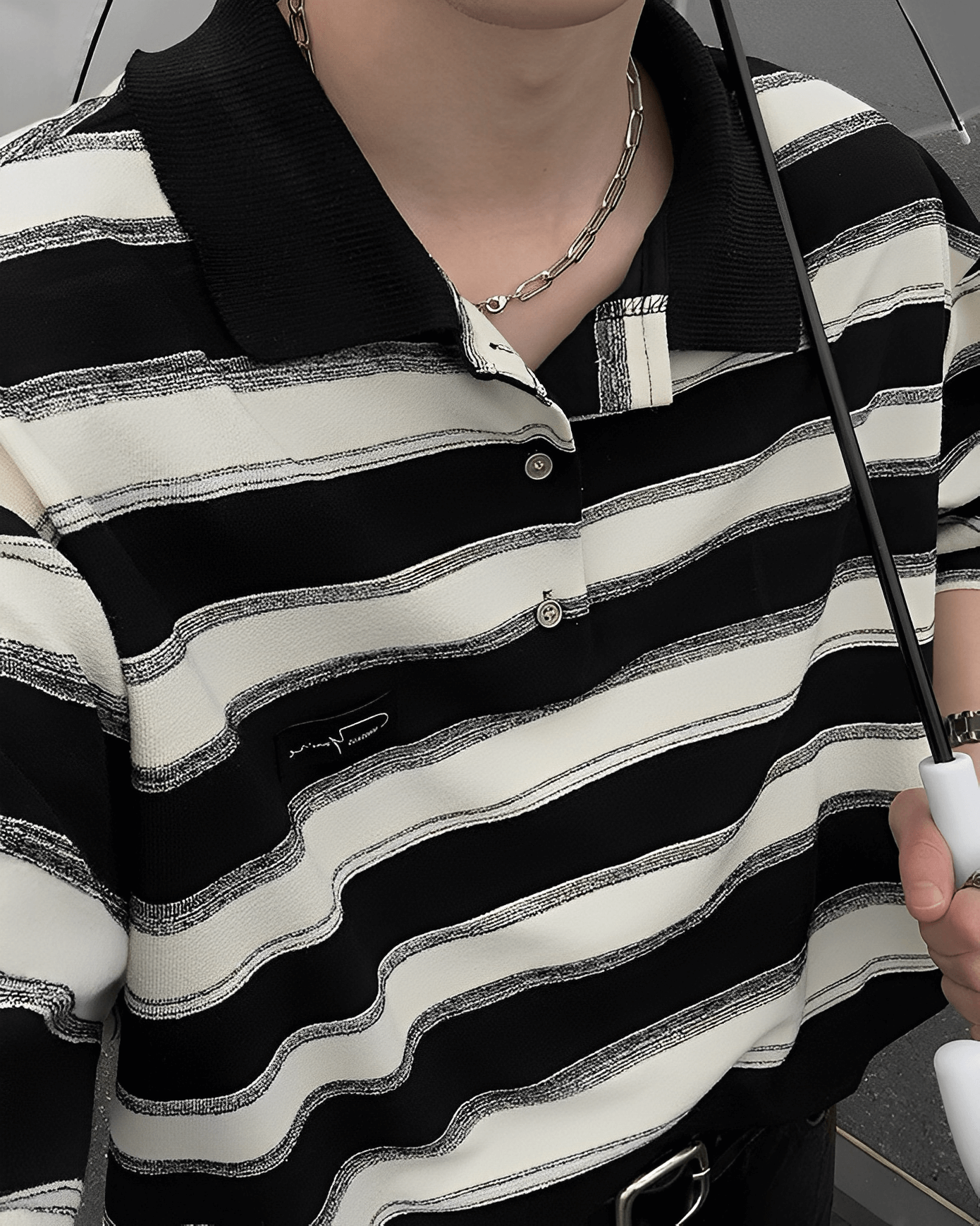 Oversized striped polo shirt