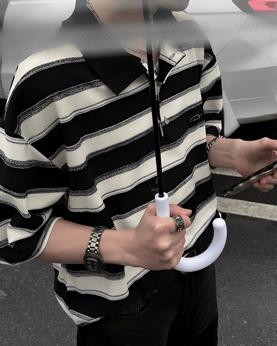 Oversized striped polo shirt