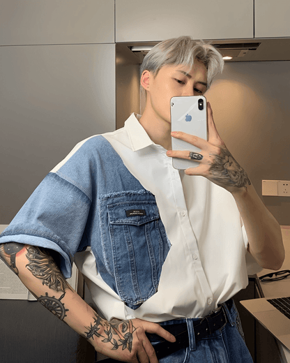 Denim Design Short Sleeve Shirt