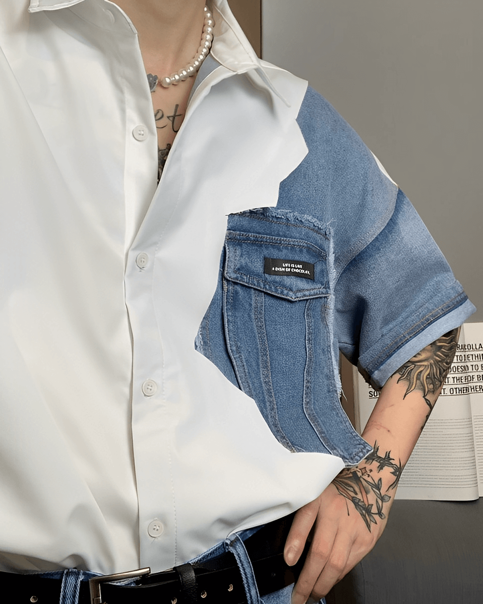 Denim Design Short Sleeve Shirt