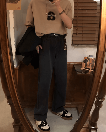 High waist straight jeans