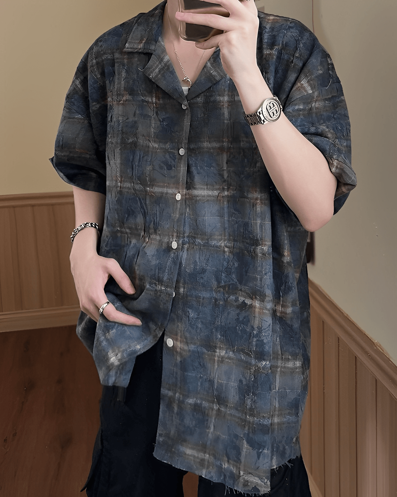 Retro check short sleeve shirt